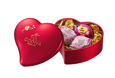 GODIVA ラッピングチョコレートミニハート缶(5粒入)